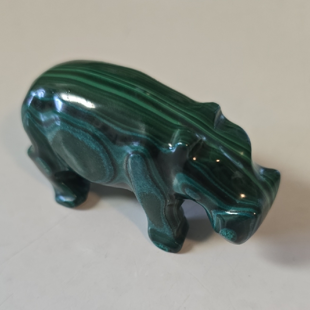 Green Malachite Stone Rhino Figurine